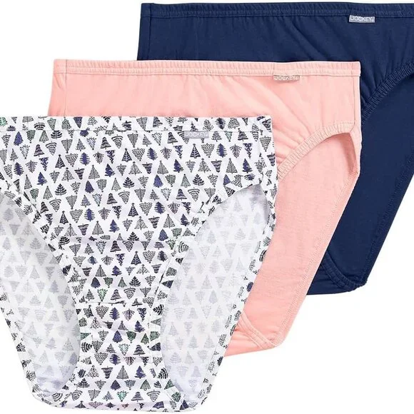 2 Jockey Elance Women's Sz 6/M Underwear Cotton Comfort 3 Briefs - Picture 5 of 7